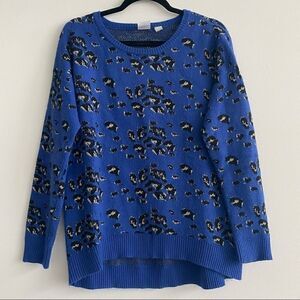 Zero Degrees Celsius Cobalt Blue Leopard Oversized Sweater Size Small